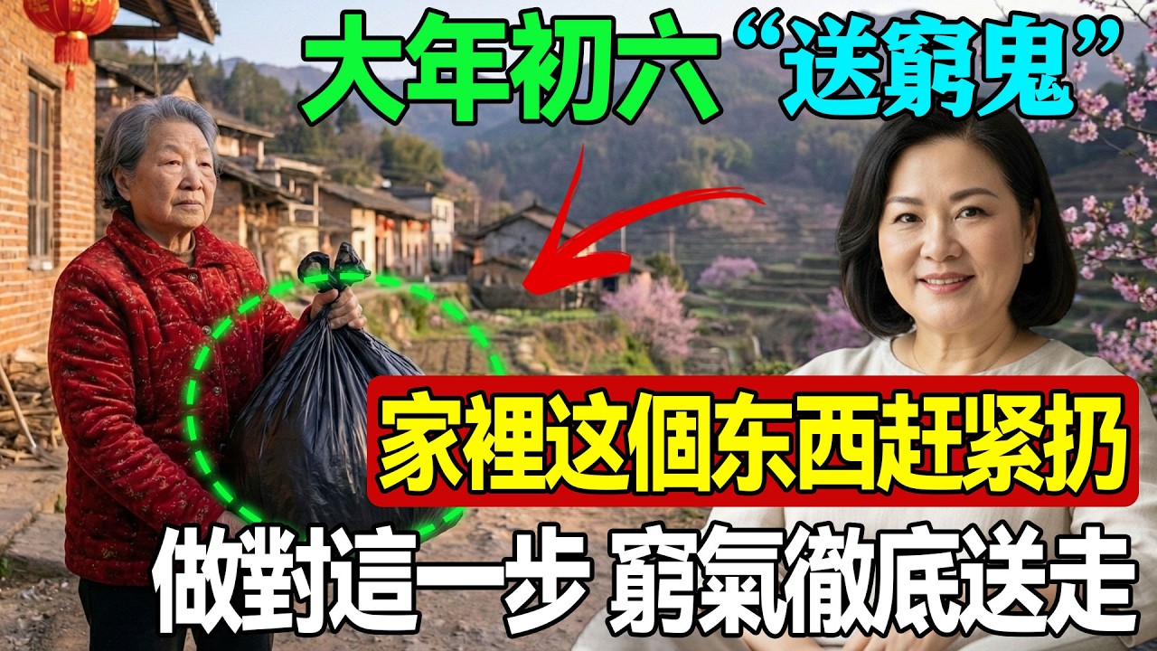 初六「送窮鬼」！家裡的垃圾 千萬別留過夜！做對這一步，窮氣徹底送走，2026年 越過越富！#初六送窮 #開工大吉 #丟垃圾