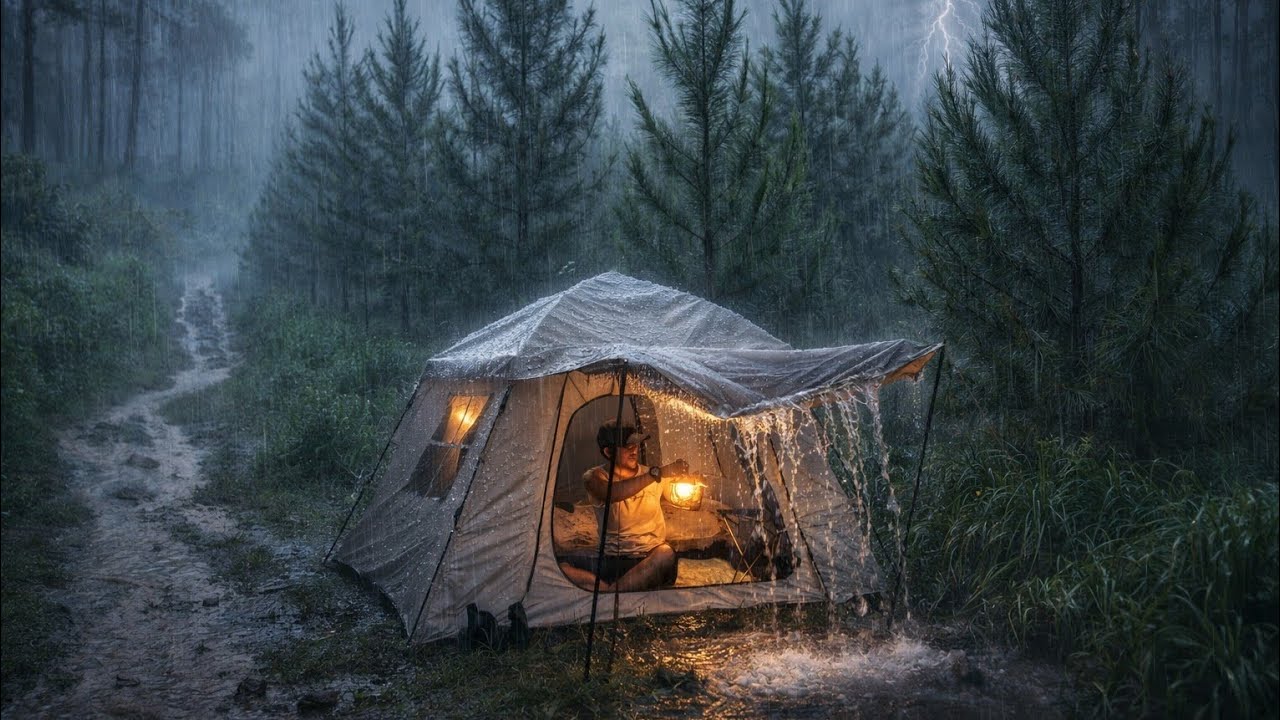 A CALMING RAIN | CAMPING IN THE RAIN FOREST OVERNIGHT | Relaxing Sounds for Sleeping