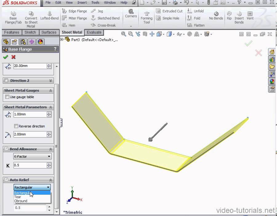 SolidWorks 2013 Video Tutorial - Introduction to working with Sheet Metal