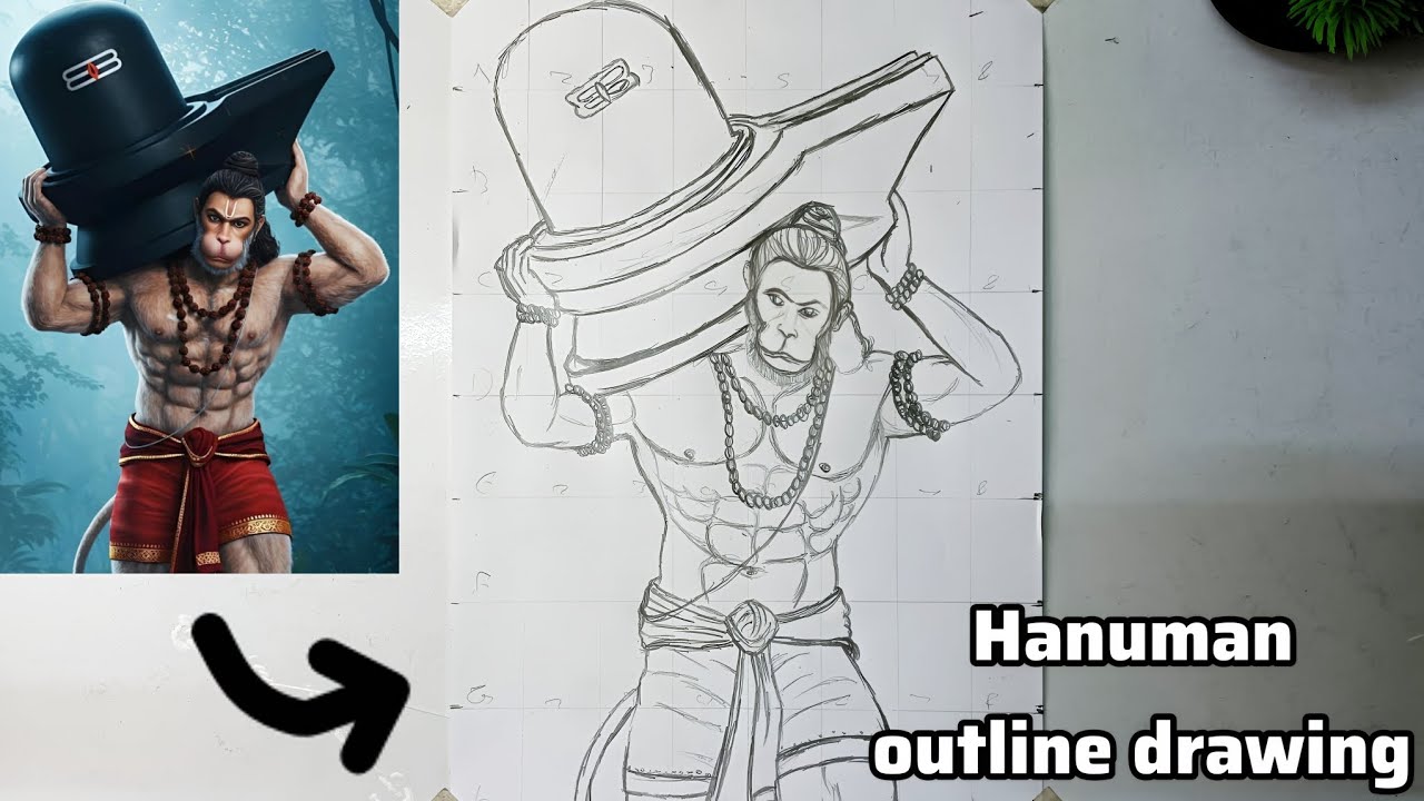 How to draw hanuman ji 🔥|| outline drawing || step by step easy method🤗 || hanuman drawing🥰 || 