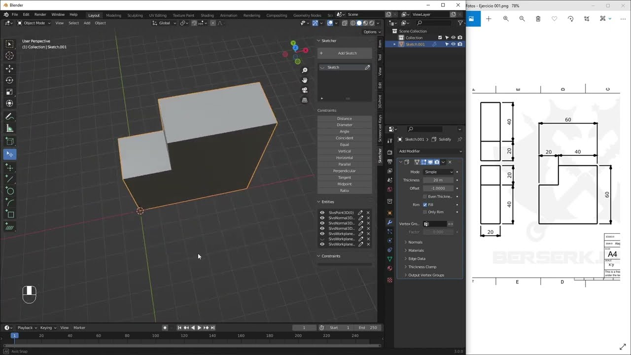 Blender CAD para principiantes  1/25 Primer Croquis y Solido