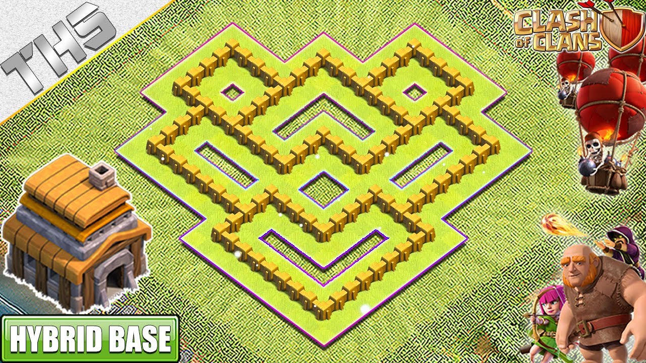 NEW BEST! TH5 HYBRID Base [Defense] with 