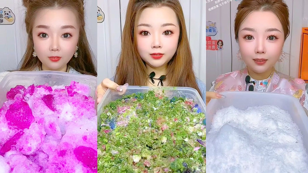 Refreshing Frozen Ice Desserts With Crunchy Colorful ASMR