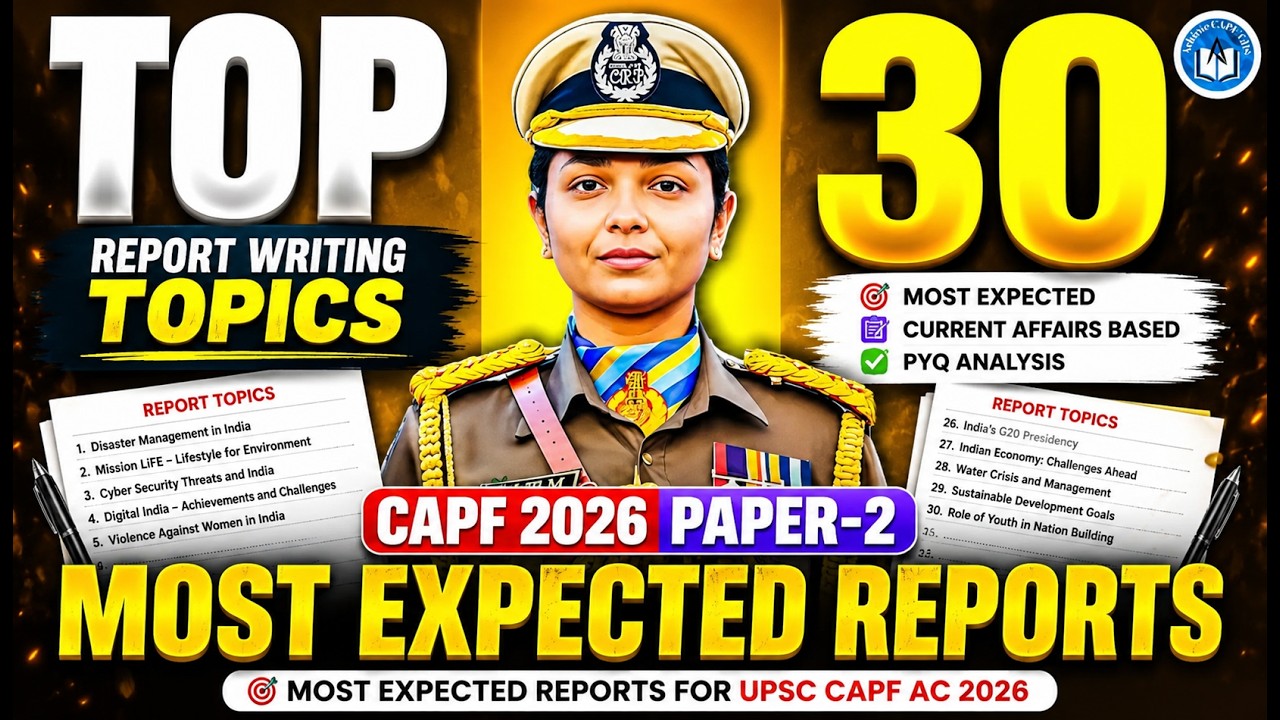 CAPF 2026 PAPER-2 - TOP 30 MOST EXPECTED REPORT TOPICS 🔥