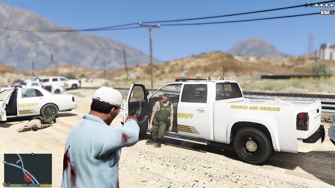 GTA 5 - Franklin's GSD Ballas Convoy Shootout + Ten Star Escape [R.D.E 4.1.1]