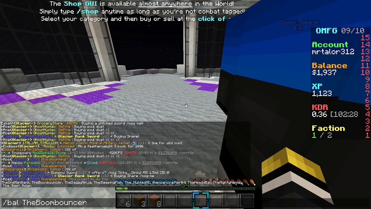 Minecraft cosmicpvp coinflip glitch