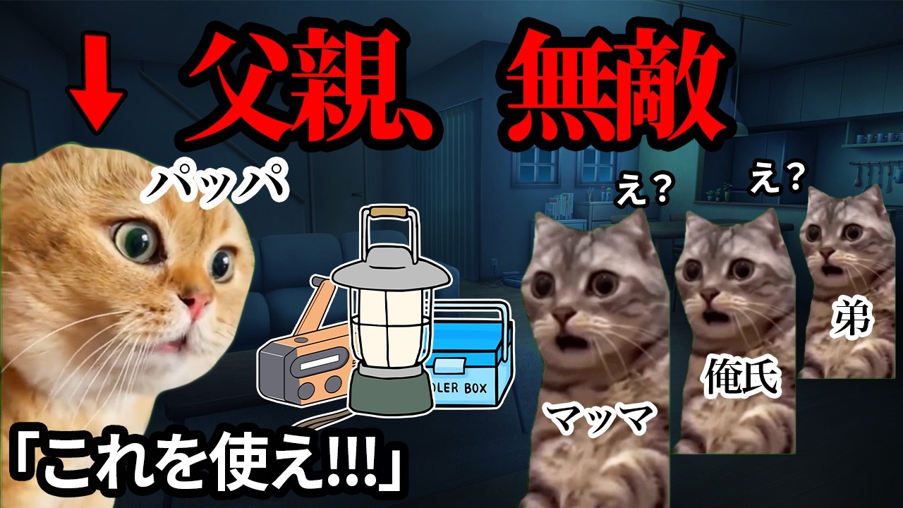 停電になっても家族のためなら冷静なウチの父親がこちら... #猫ミーム #猫マニ