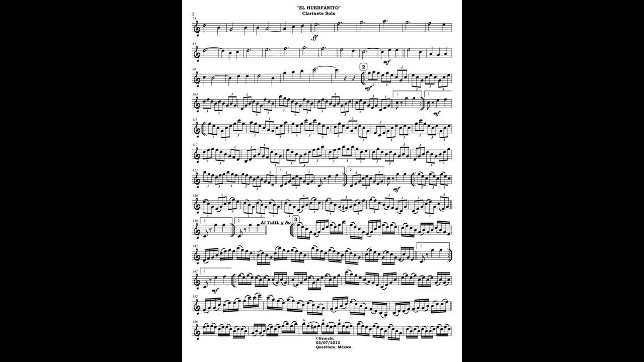 El Huerfanito - Variaciones para clarinete - Brígido García