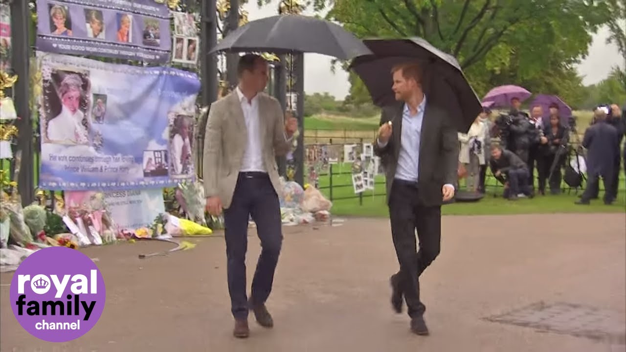 An emotional visit to Diana’s memorial garden for William, Kate and Harry.