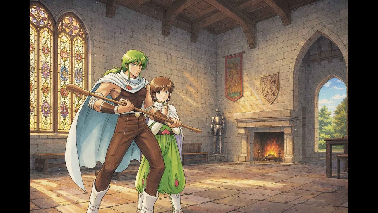 Обложка на тему Шусоры из Phantasy Star III, выполненная в ближневосточном стиле.