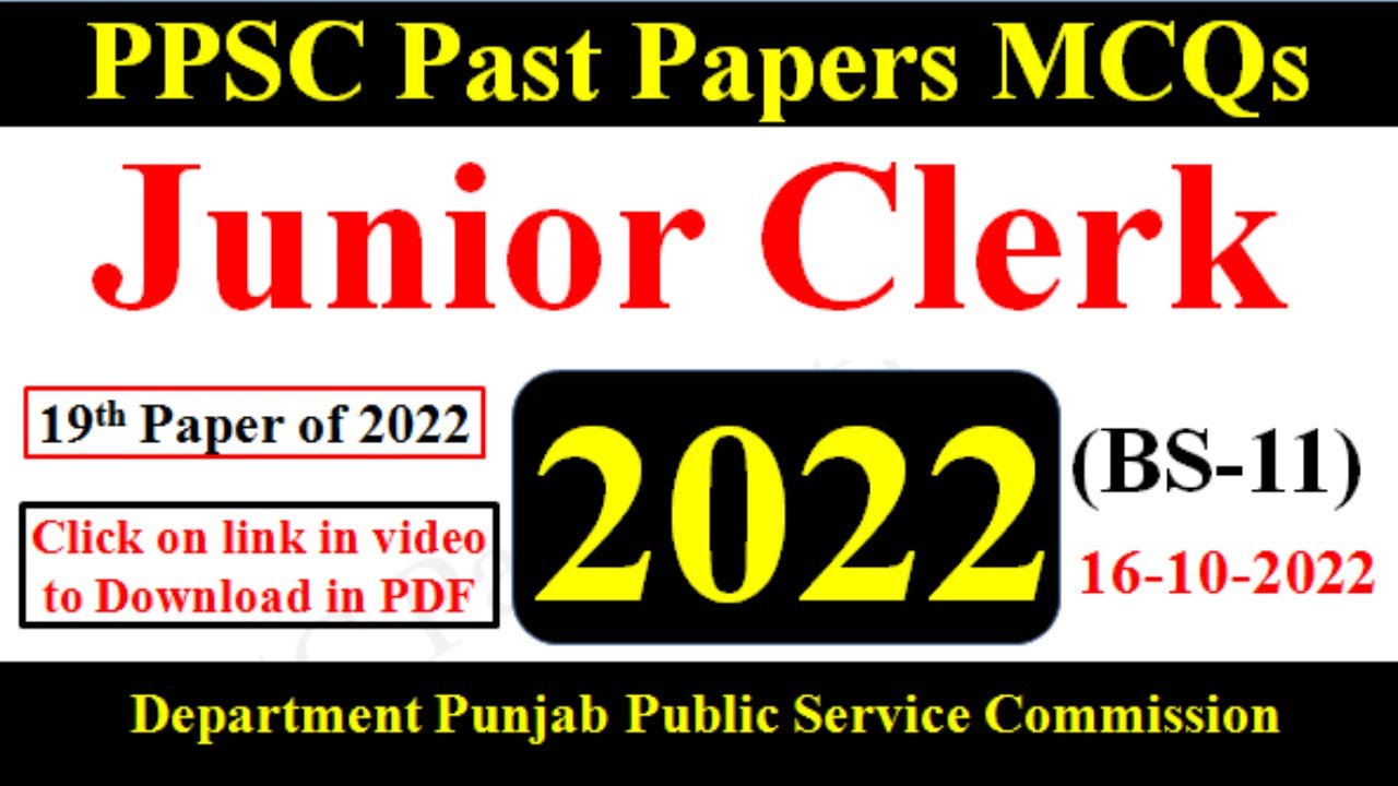 PPSC Junior Clerk paper 2022 Punjab Public Service Commission Department complete solved |
