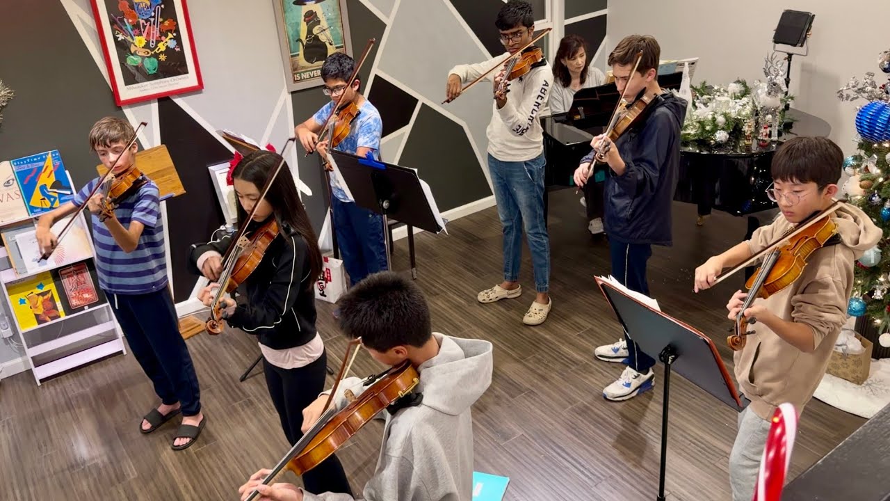 Praeludium & Allegro by Kreisler,7 students violin choir, Xmas concert prep, teamwork at its best!🎻💪