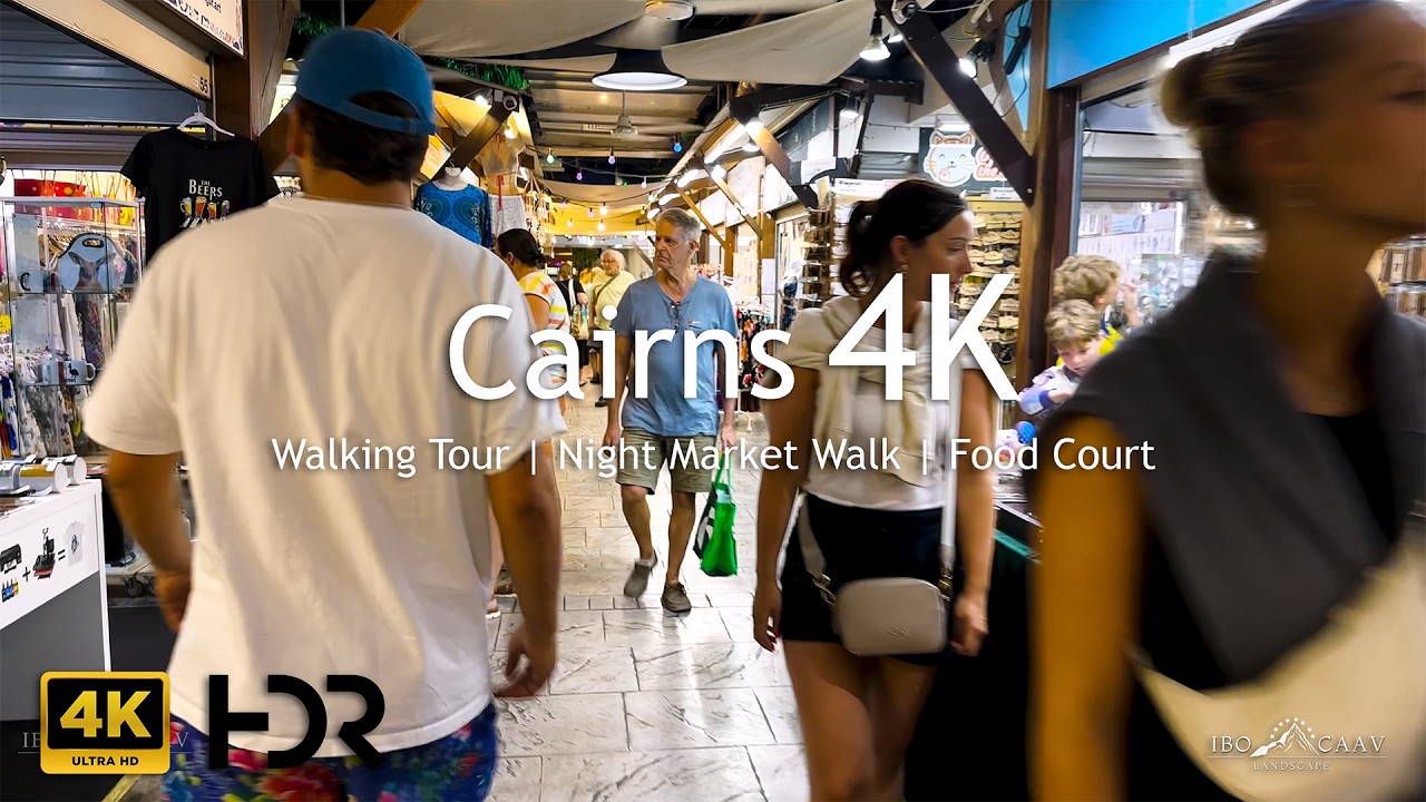 Cairns Night Market Walk | Food Court & City Vibes in 4K HDR 🌃🍜🚶‍♂️