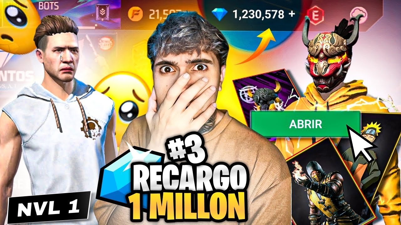 RECARGO +1MILLON de DIAMANTES en MI CUENTA NIVEL 1 Y GASTO TODO😨😱 #3