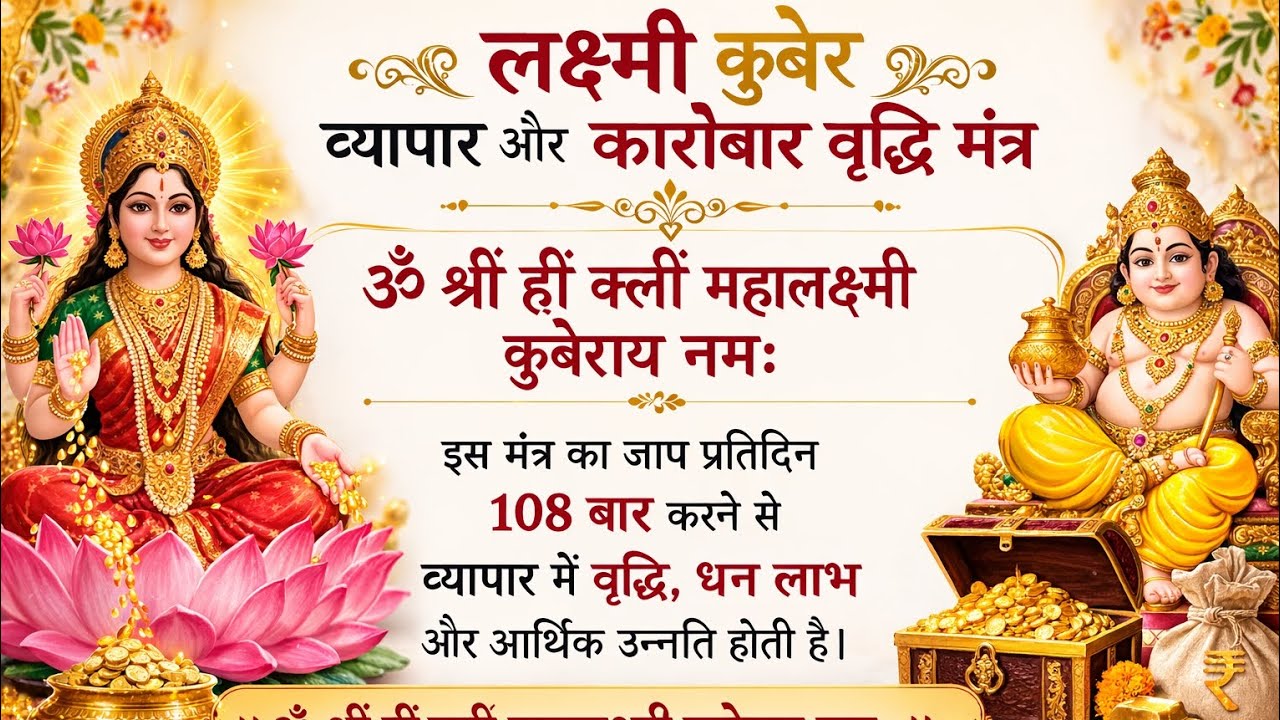 लक्ष्मी कुबेर व्यापार और कारोबार वृध्दि मंत्र।#kubermantraformoney #kubermantra #moneyattraction 