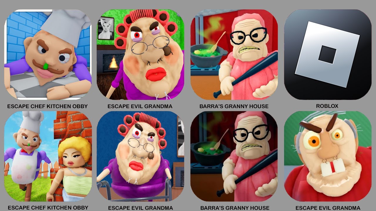 ROBLOX : ESCAPE CHEF KITCHEN OBBY, ESCAPE EVIL GRANDMA, BARRA'S GRANNY HOUSE,......