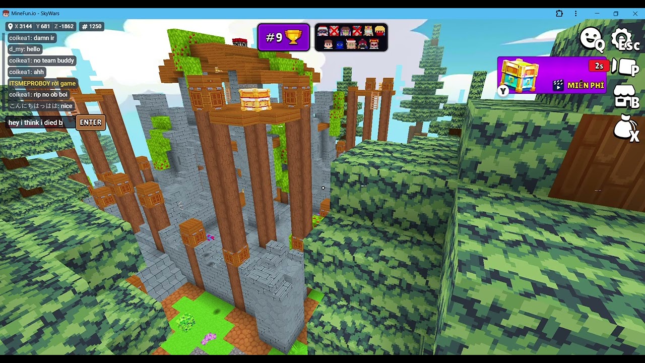 MineFun io | I Was See NotSap In SkyWars And I Was Make He Run !