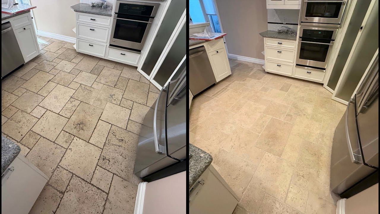 Travertine Deep Cleaning, Color sealing and Sealing!