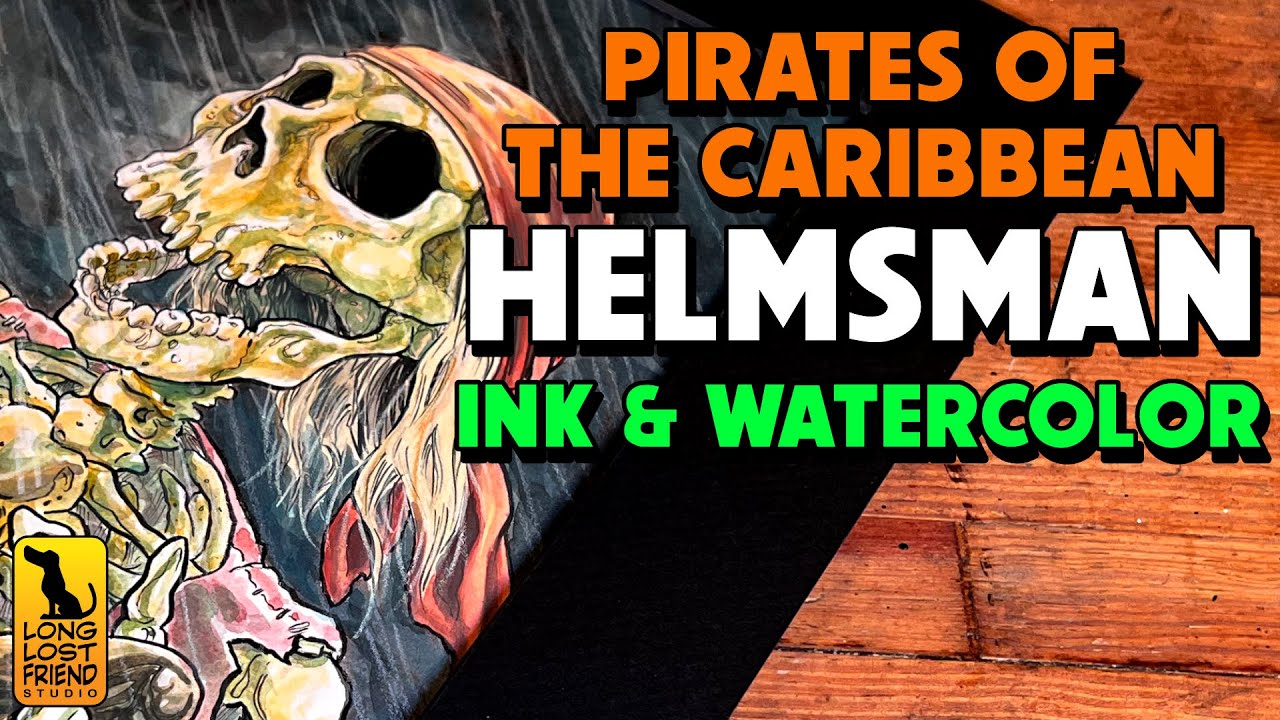 Pirates of the Caribbean Helmsman  |  Ink and Watercolor