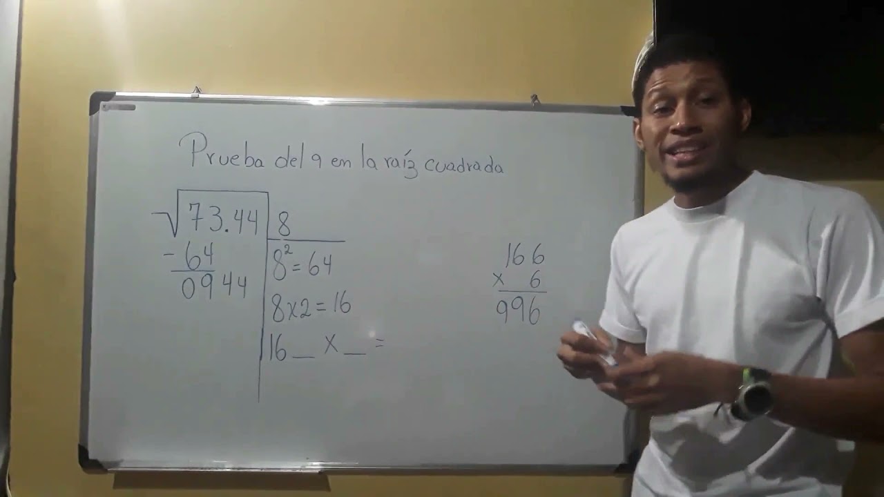 Raíz cuadrada método prueba del 9