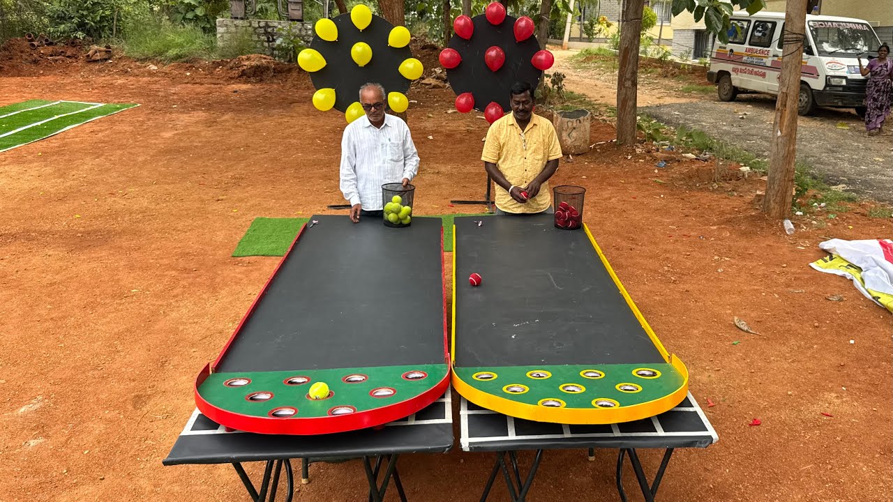 Drop the ping pong balls into the holes challenge|| Village Avengers