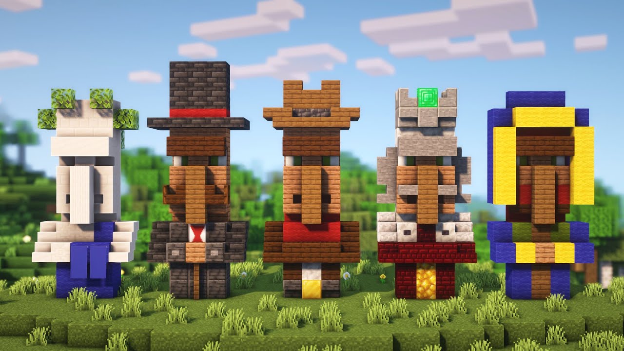 Minecraft | How to build 5 EPIC Villager Statue Designs