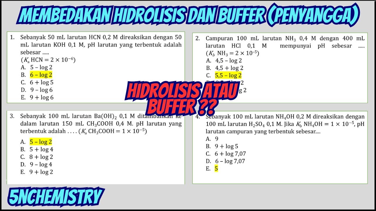 Cara Membedakan Soal HIDROLISIS dan BUFFER !! Kelas 11