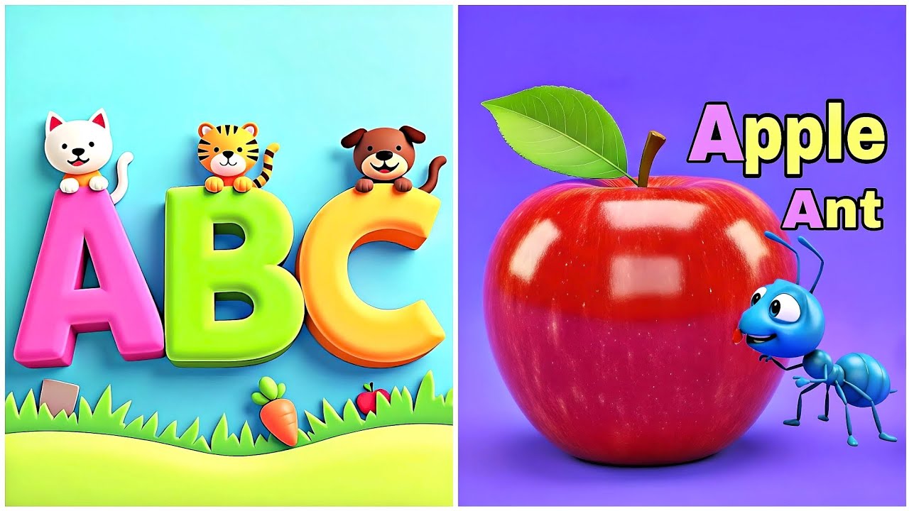 Phonics Song with TWO Words - A For Apple🍎 - ABC Alphabet Songs with Sounds for Children