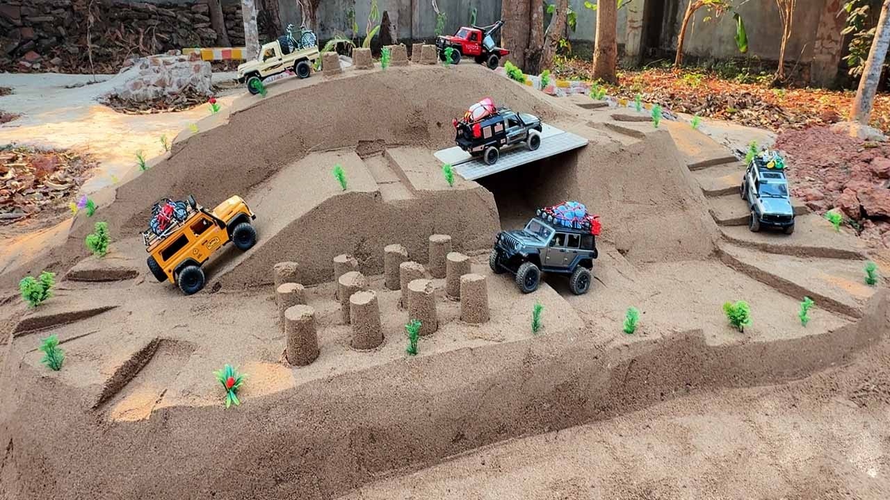 Fantastic RC Off Road Challenge on Giant Sand Hill! & Crossing Mini Bridges ⛰️🚗