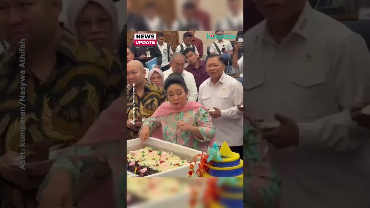 Lagi rapat di DPR, Titiek Soeharto dikasih surprise ultah ke-67 oleh Didit