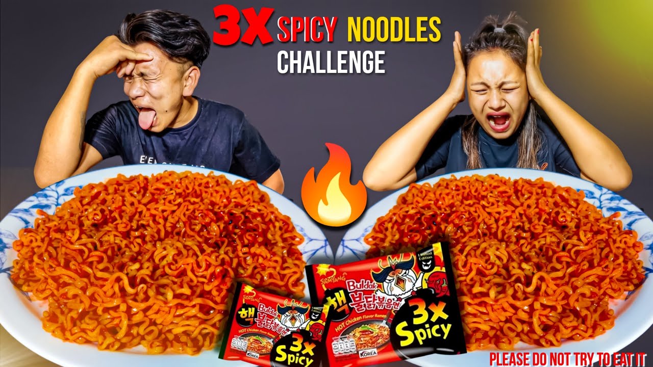 3x SPICY 🥵 NOODLES CHALLENGE || आज 3x SPICY ले रुवायो 😭 || BULDAK KOREAN NOODLES || TIKA SUMAN