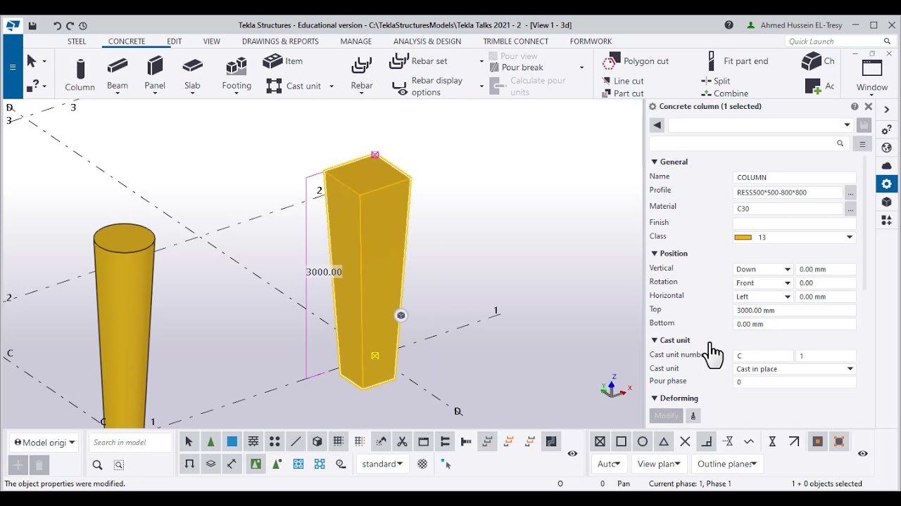 Learn Tekla Structures 2020 - Silent Tutorials - 02 Columns