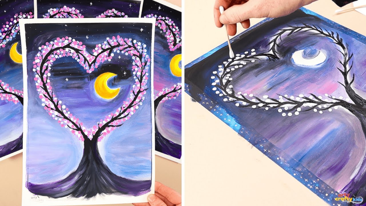 Heart-shaped Tree Painting | Beginner Step-by-Step Acrylic Painting Tutorial