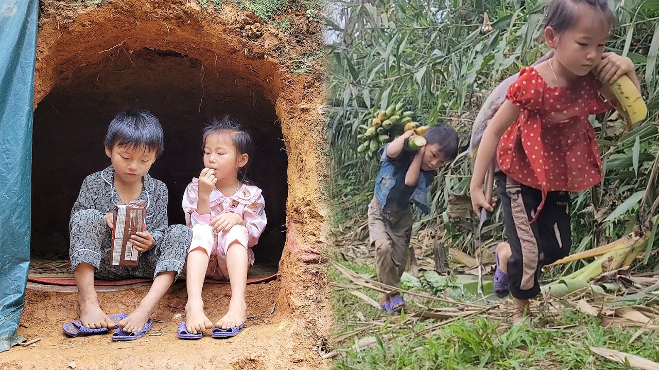 digging bamboo shoots, chopping bananas, and selling them to collect money to buy new clothes