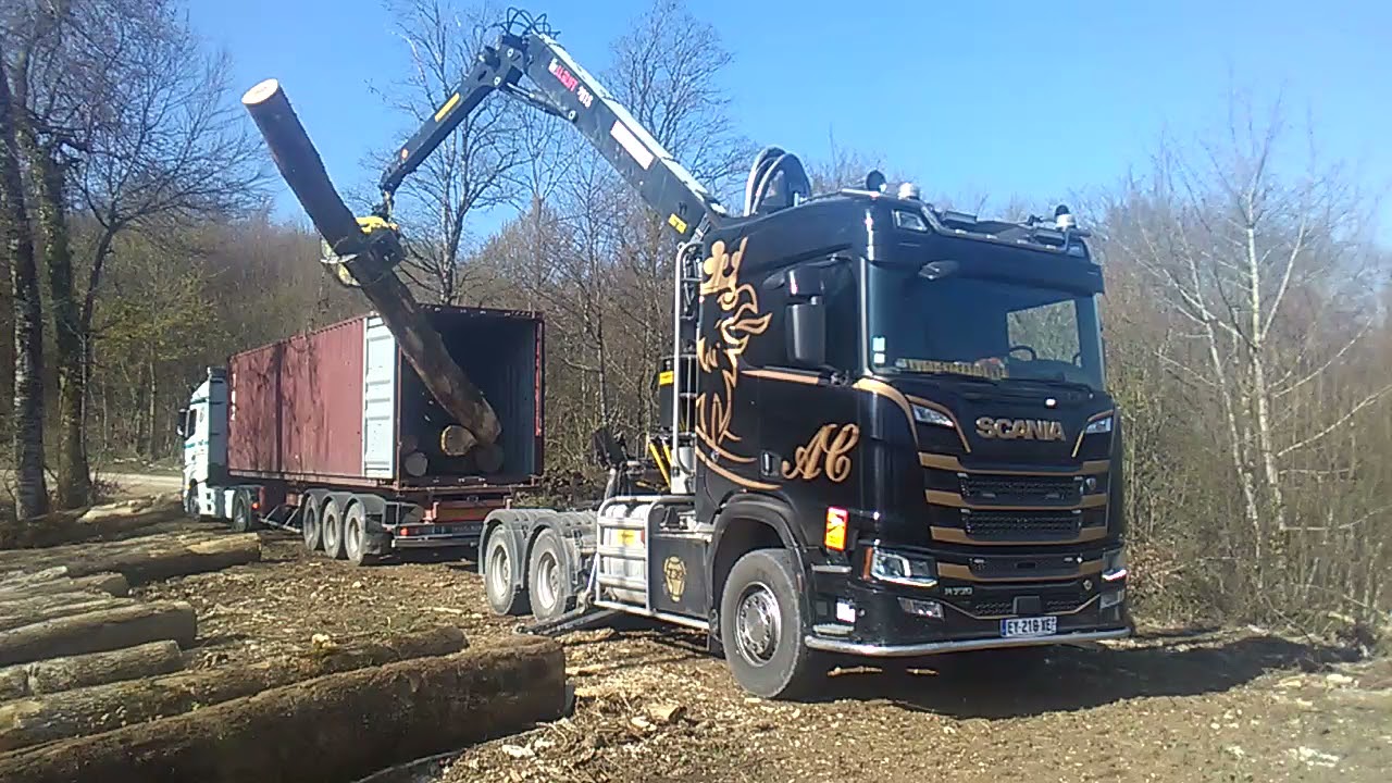chargement de grumes en conteneurs a la châtelaine 39