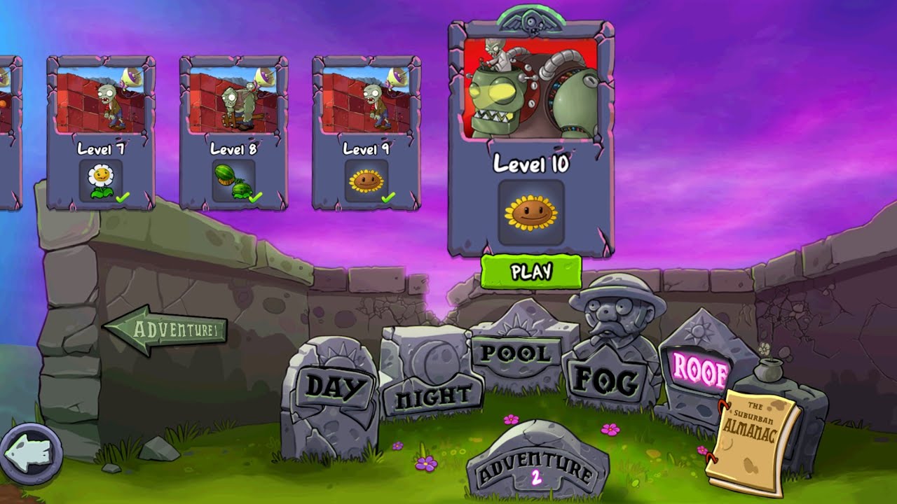  Plants vs. Zombies – Adventure 2 / Roof Level 10