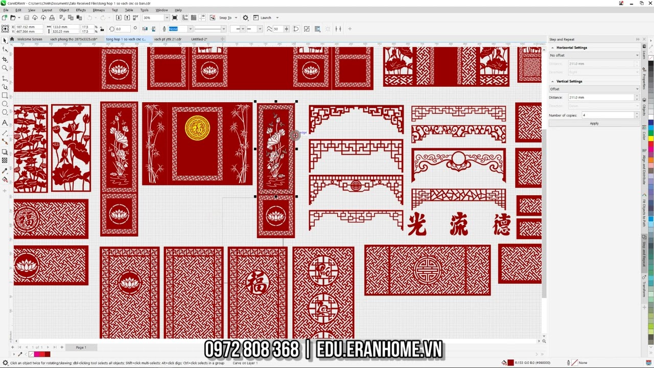 Chi tiết cách vẽ vách phòng thờ với Corel