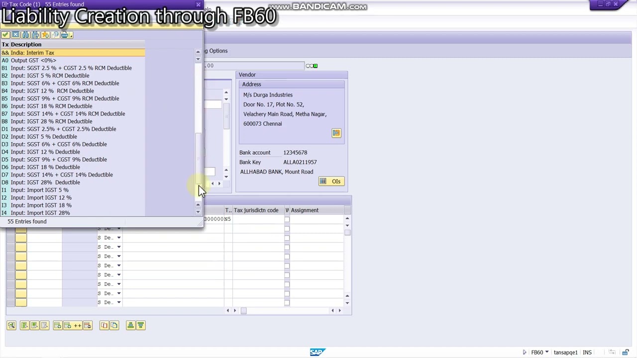Liability creation through FB60 @TNEBSAPERP