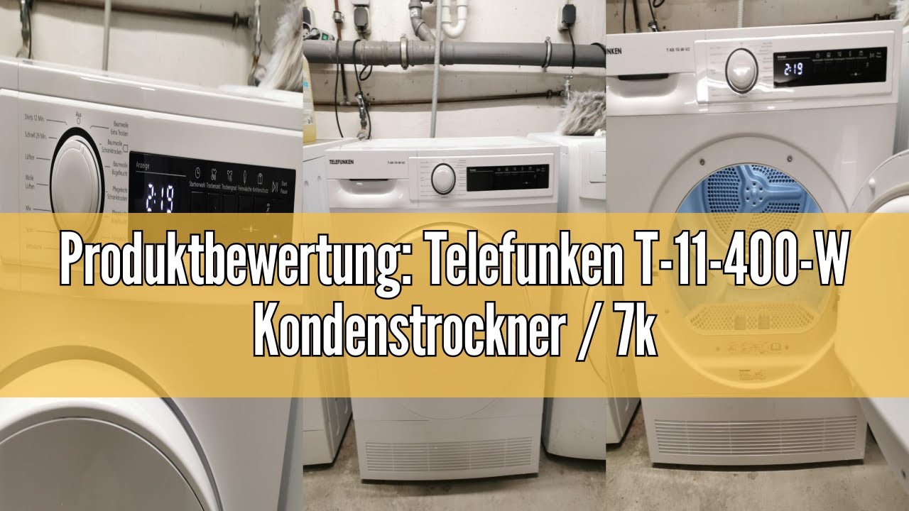 Produktbewertung: Telefunken T-11-400-W Kondenstrockner / 7kg Trockner mit 15 Programmen, Startzeitv