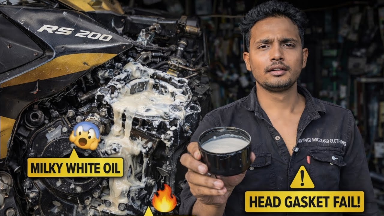 RS 200 Engine Oil & Coolant Mixing Problem | Head Gasket Fail या Engine Crack? पूरा स