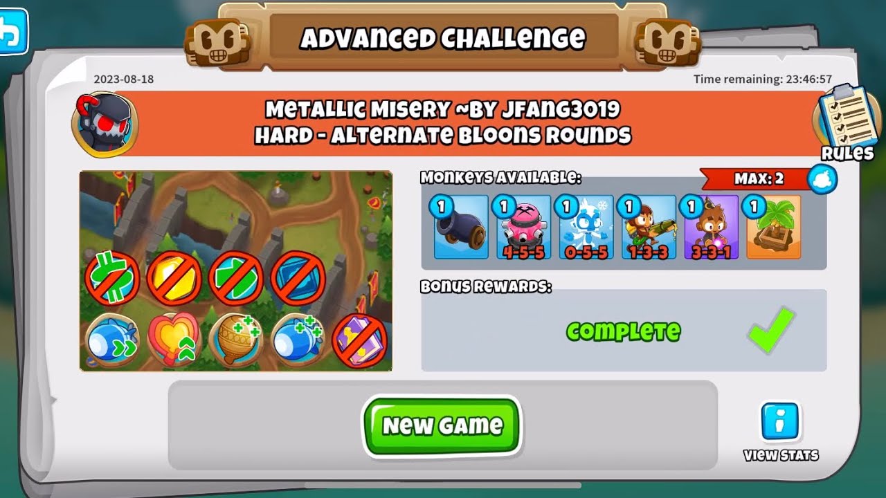 Advanced Challenge:  Metallic Misery TUTORIAL (8/18/23) BTD6