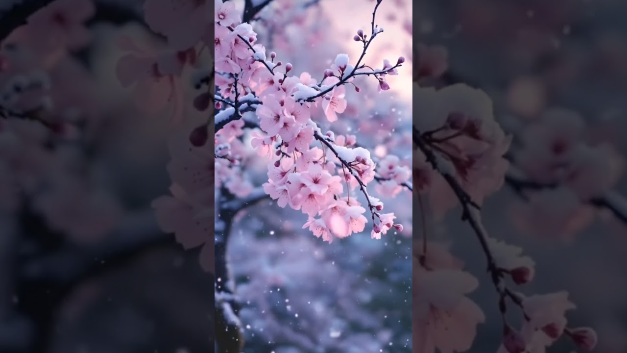 Winter Cherry Blossoms 🌸❄️ | Calming Snowfall Aesthetic 
