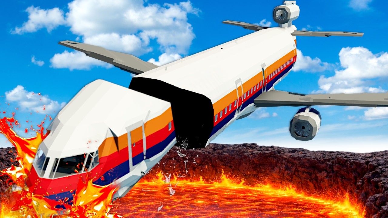 PLANE BREAKS APART INTO VOLCANO! (Stormworks)