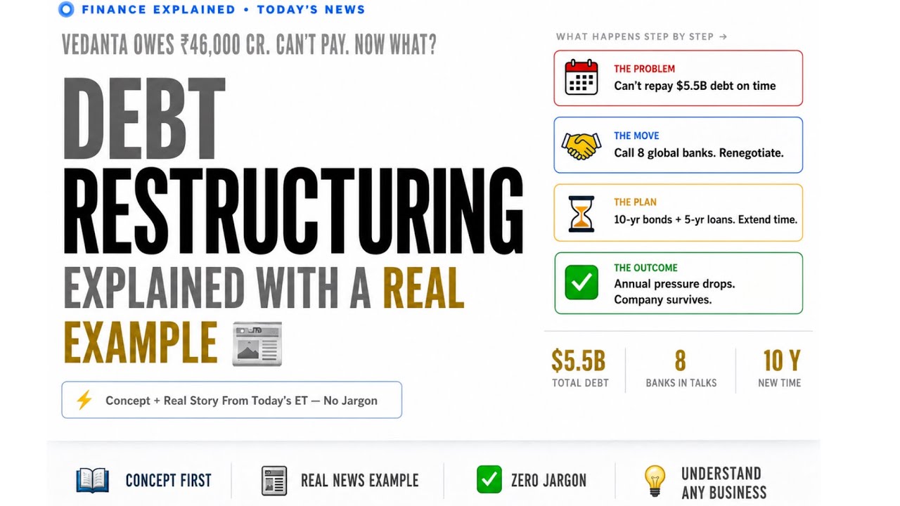 Vedanta Can't Repay ₹46,000 Cr &mdash; What is Debt Restructuring? (Explained  Simply)