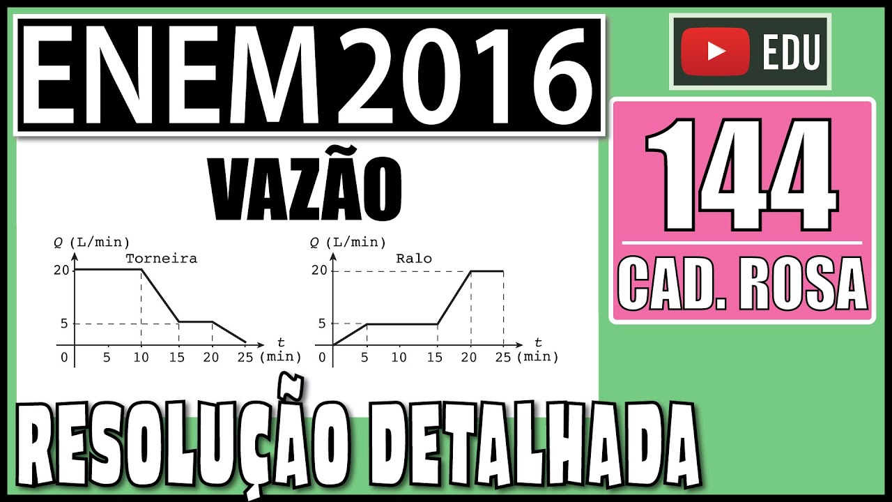 [ENEM 2016] 144 📕 VAZÃO Um reservatório é abastecido com água por uma torneira e um ralo faz a