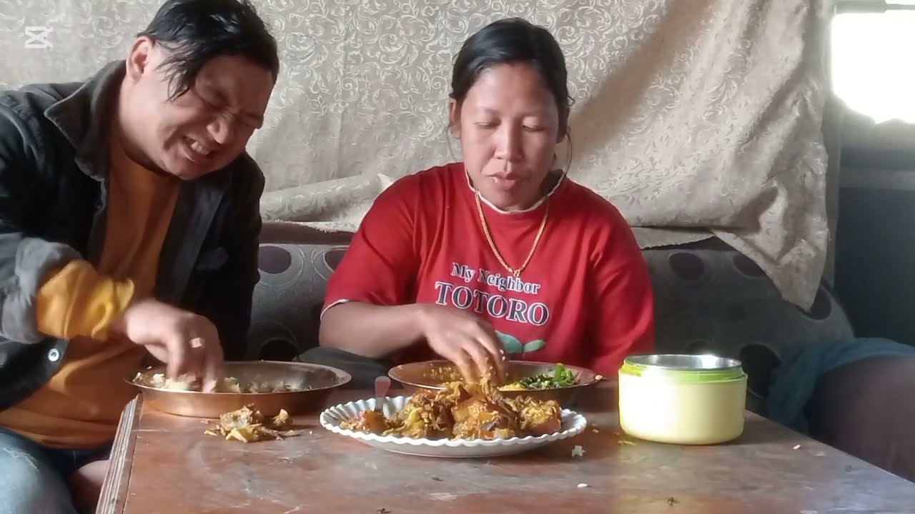 आर्गानिक खाना gold rice with Pork Mukbang #farming #lifestyle #food #mukbang 
