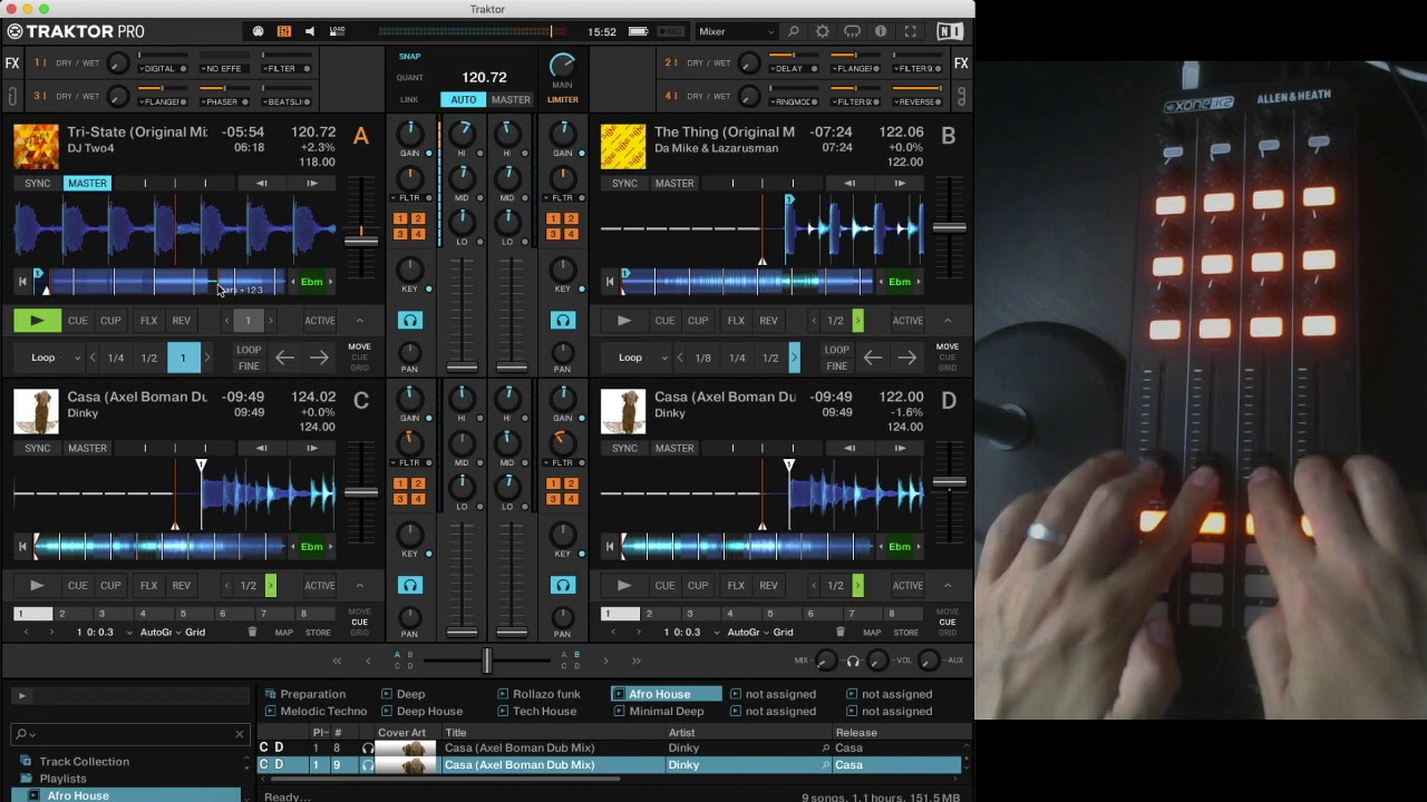 Mapping Xone K2 -  4 Decks 4 fx para Traktor 3