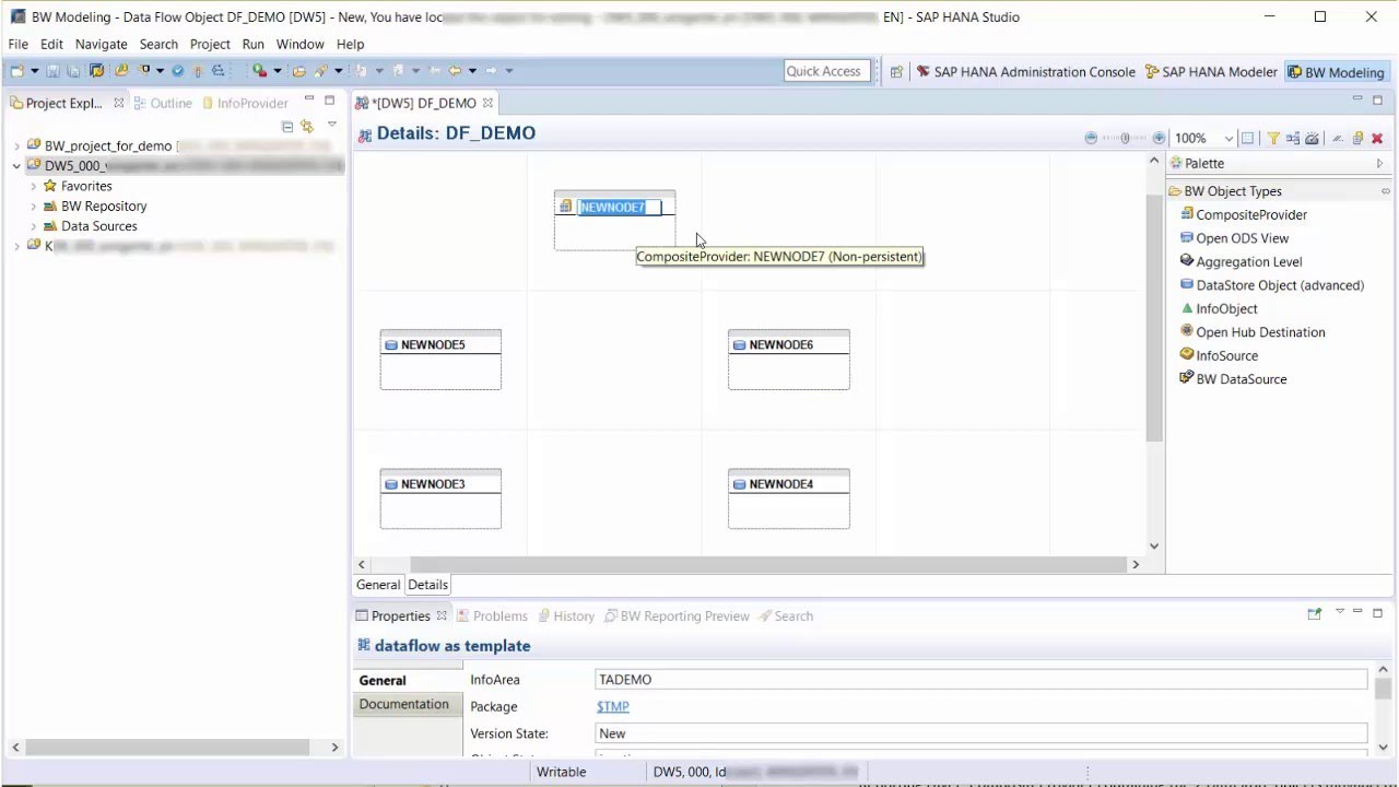 [SAP BW/4HANA1.0]: Data Flows - Creating Templates in the BW Modeling Tools in Eclipse
