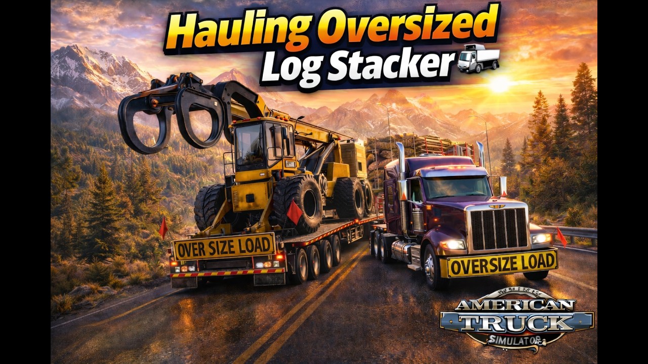 American Truck Simulator Ep 10 - Moving a Massive Log Stacker