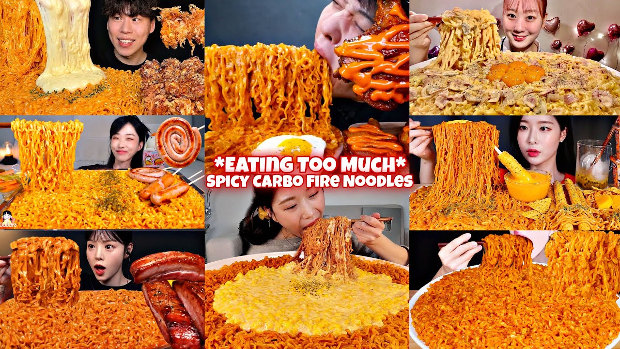 The Most SATISFYING Spicy Creamy CARBO FIRE NOODLES😱🔥 ASMR MUKBANG Compilation